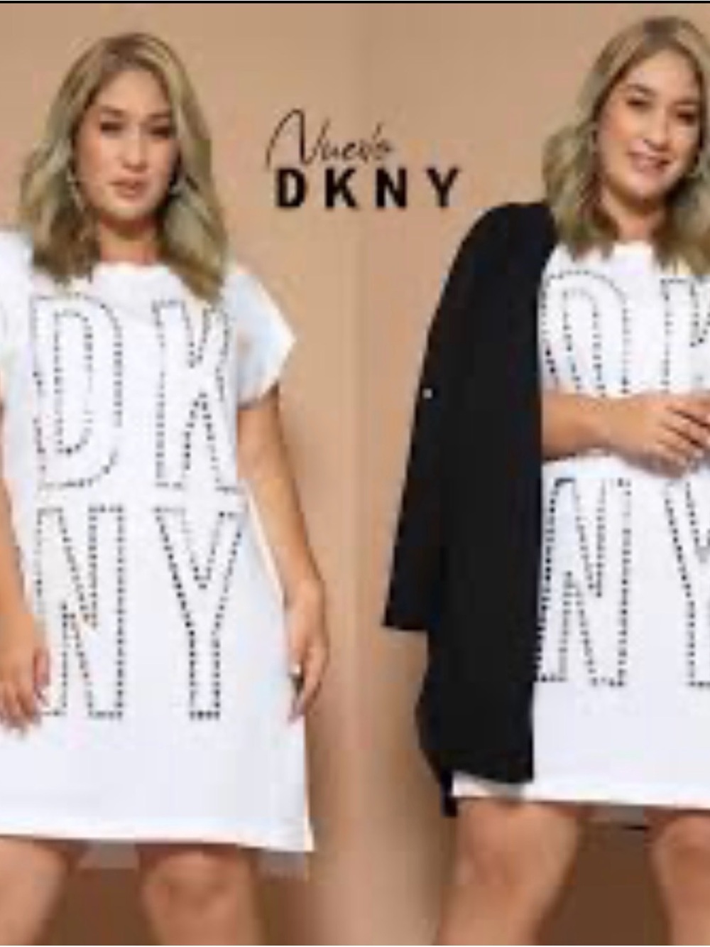 DKNY White Graphic Logo Mini Dress